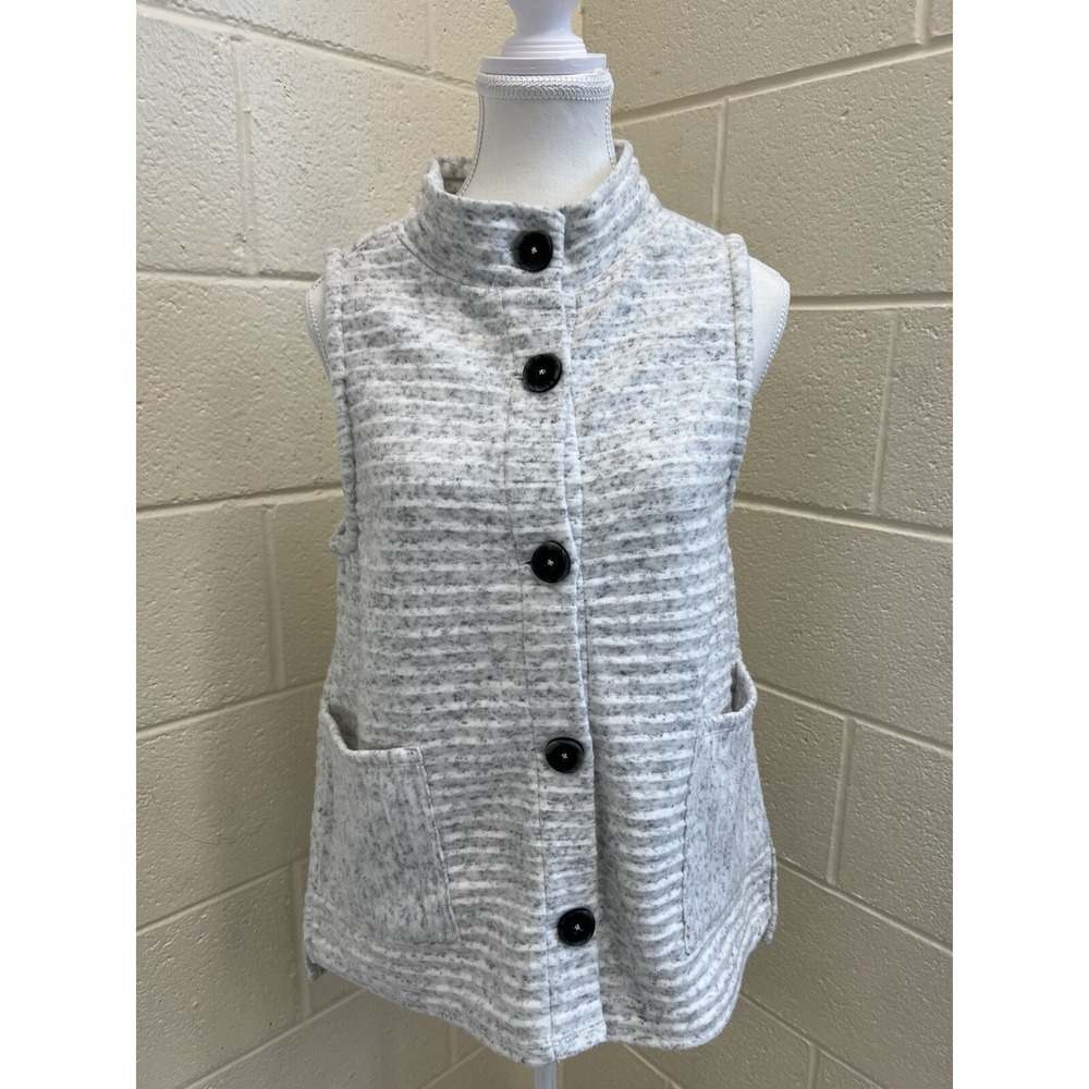 Habitat Clothes to Live In‎ Womens XS Gray White Striped Button Front Vest 52330